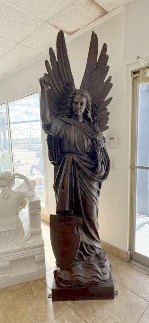 + Pair of Bronze Church Angel Statues, 93 1/2 + Pair of Bronze Church Angel Statues, 93 1/2