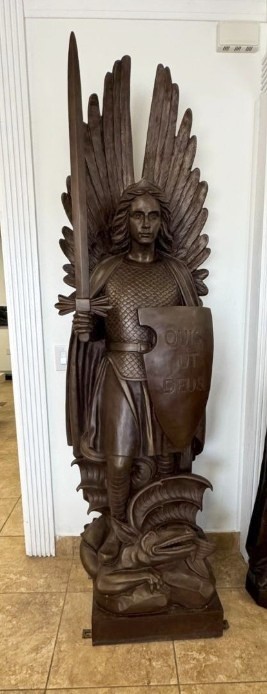 Pair of Bronze Church Angel Statues, 93 1/2 Pair of Bronze Church Angel Statues, 93 1/2