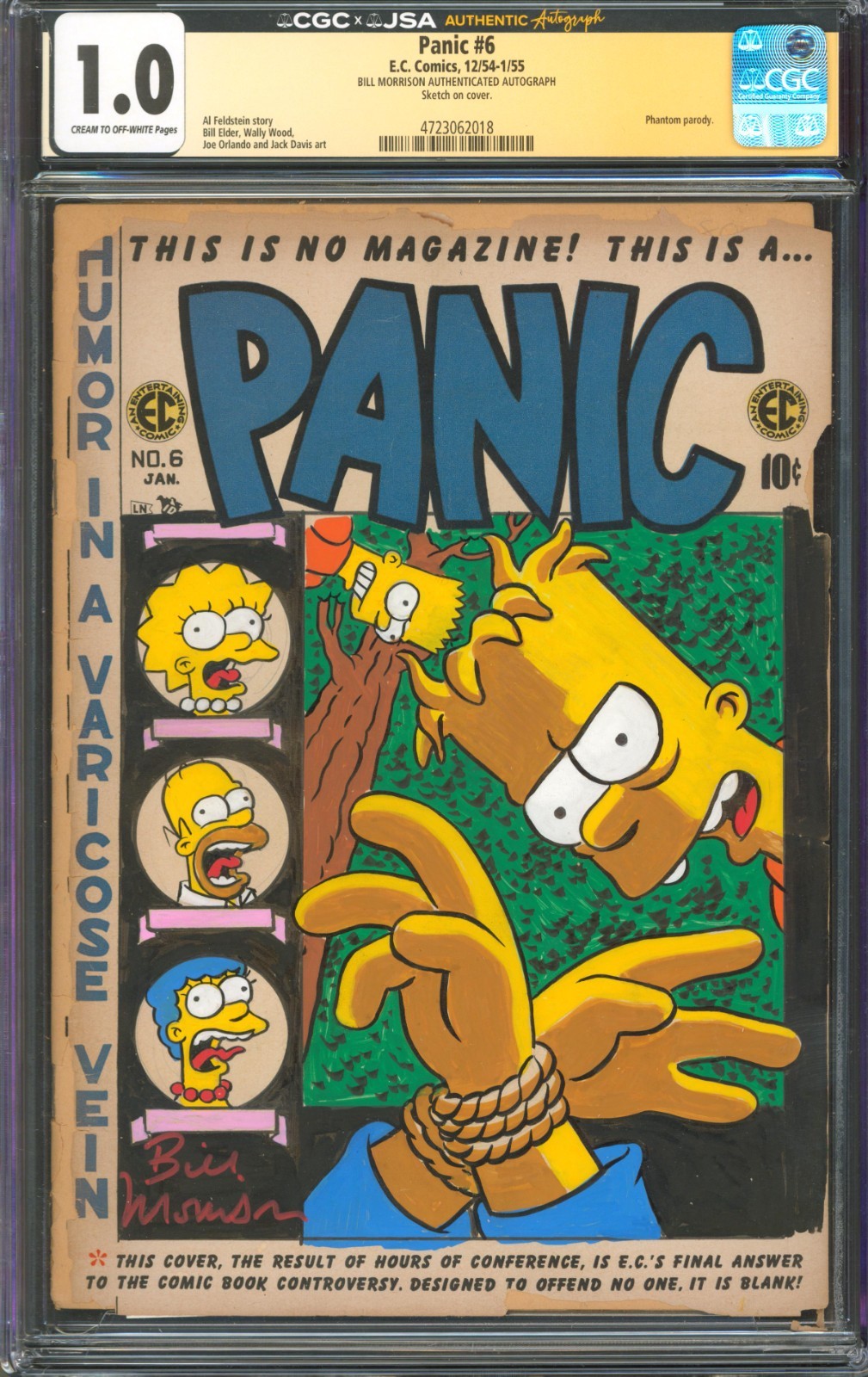 Panic #6 CGC 1.0 E.C. Comics 1954 Signed by Bill Morrison w/ Simpsons Sketch Panic #6 CGC 1.0 E.C. Comics 1954 Signed by Bill Morrison w/ Simpsons Sketch