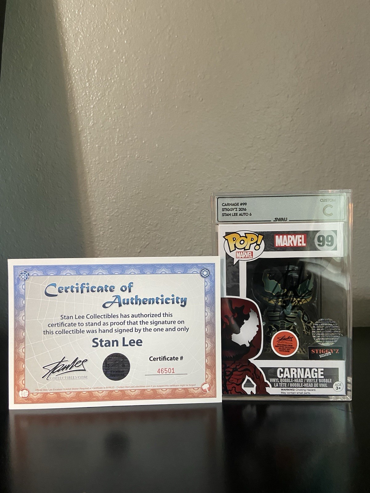 🔥Rare Funko Marvel Carnage #99 StiggyZ Exclusive Autographed Stan Lee COA🔥