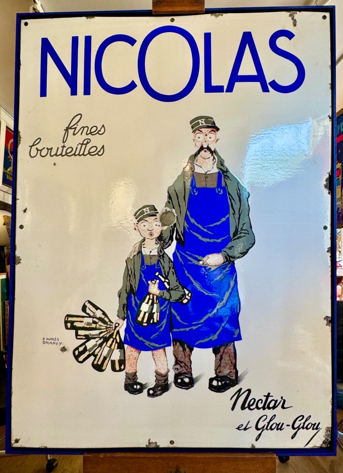 NICOLAS FINES BOUTEILLES NECTAR ET GLOUGLOU OLD  PUBLICITY SIGNS OF 1927