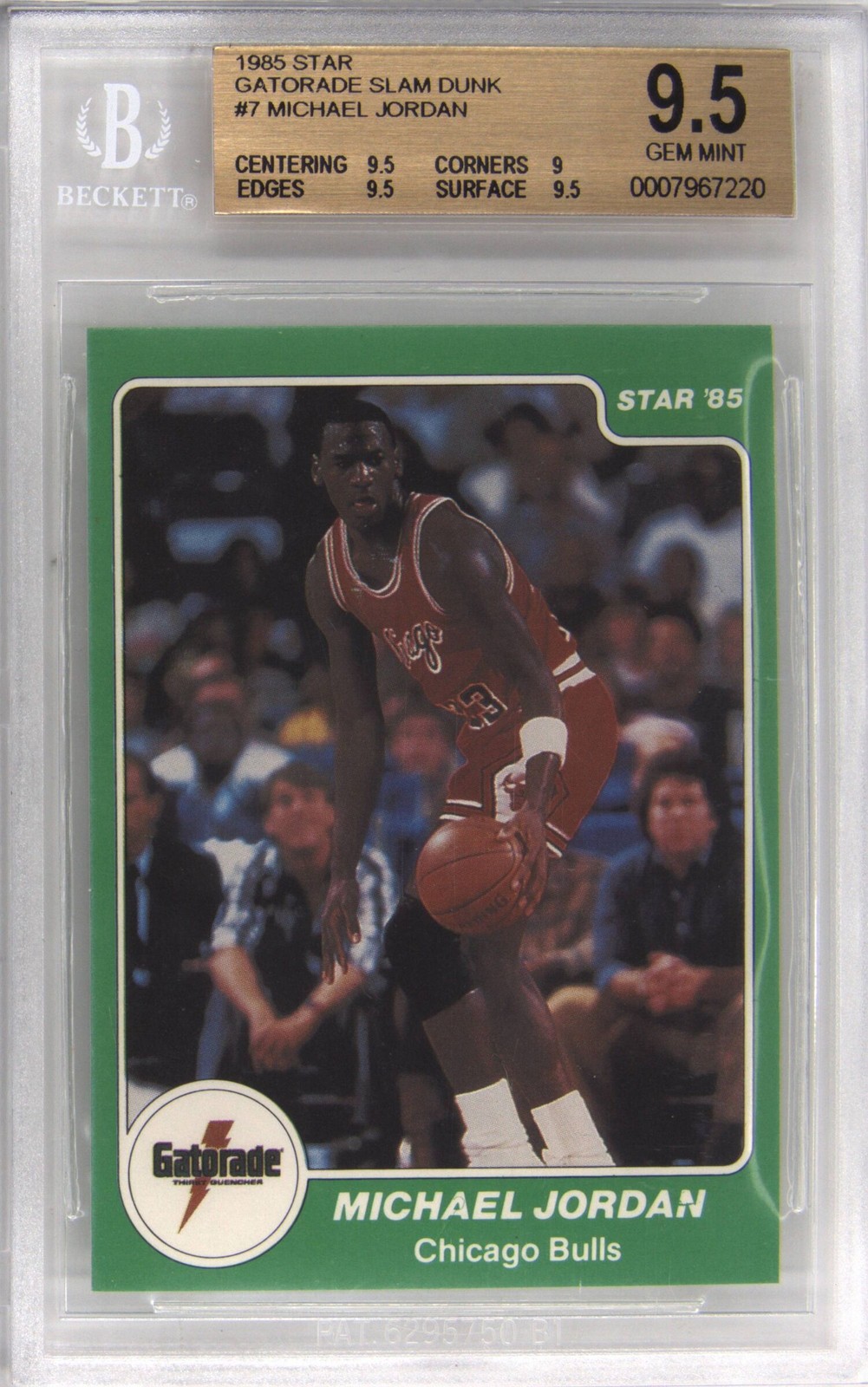 1985 1985 STAR GATORADE SLAM DUNK MICHAEL JORDAN BGS 9.5