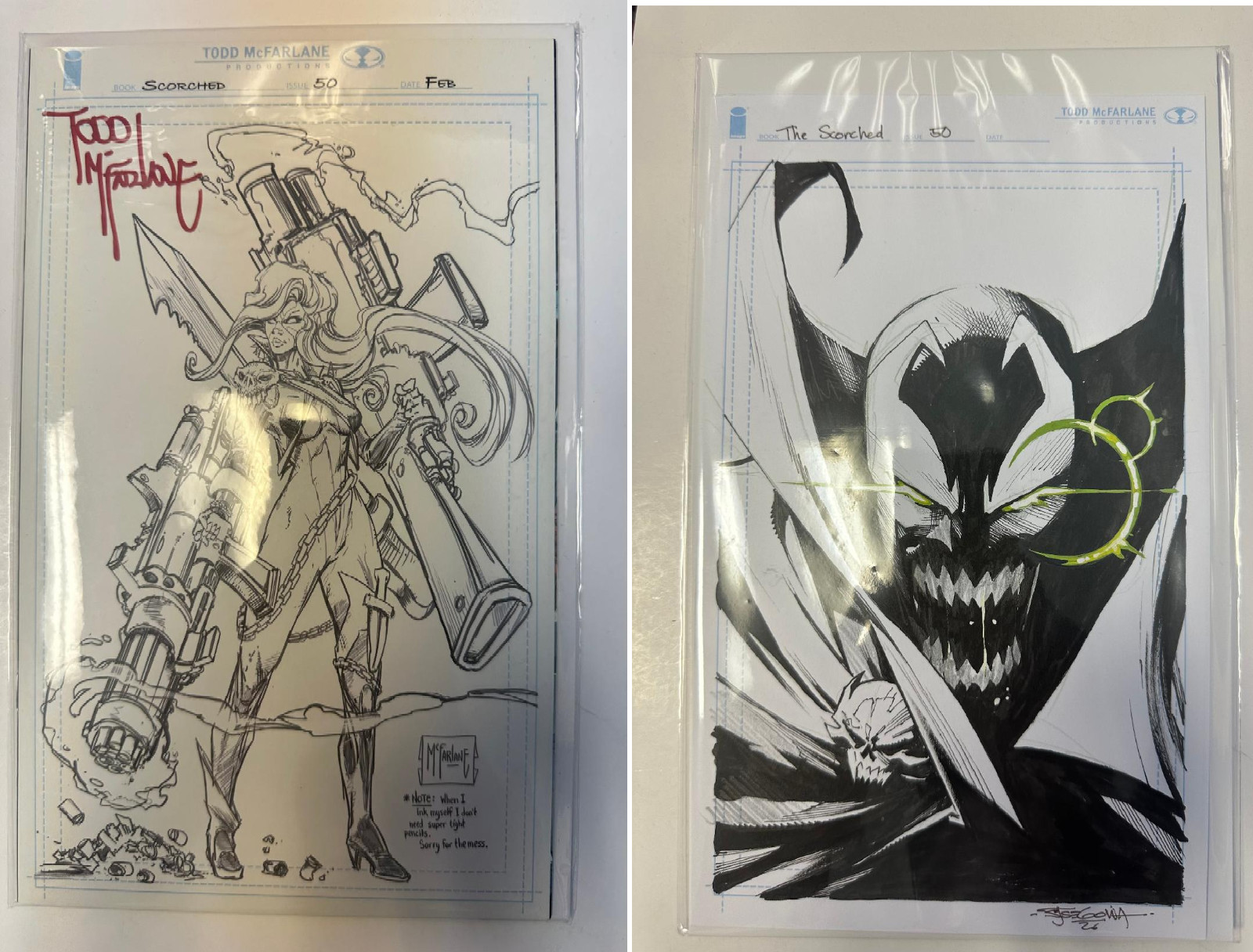 SPAWN SCORCHED #50 McFARLANE 1:1000 SIGNED Variant Cover & SEGOVIA Original Art SPAWN SCORCHED #50 McFARLANE 1:1000 SIGNED Variant Cover & SEGOVIA Original Art