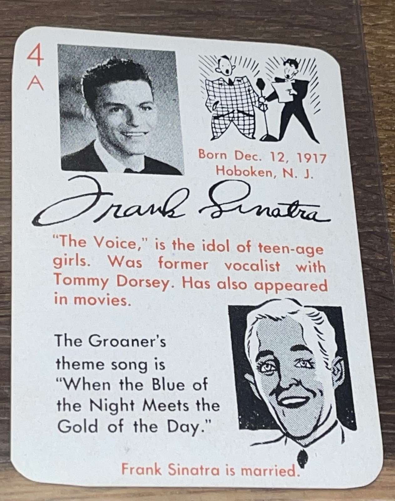 1945 Autographs Game #4A Frank Sinatra Signature W/Crosby RARE UNPLAYED CARD 1945 Autographs Game #4A Frank Sinatra Signature W/Crosby RARE UNPLAYED CARD