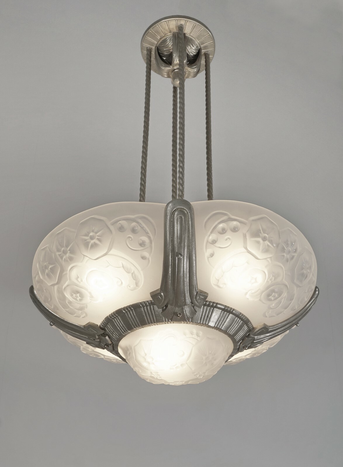 MULLER FRERES & PETITOT : signed FRENCH 1930 ART DECO CHANDELIER  .......  1925 