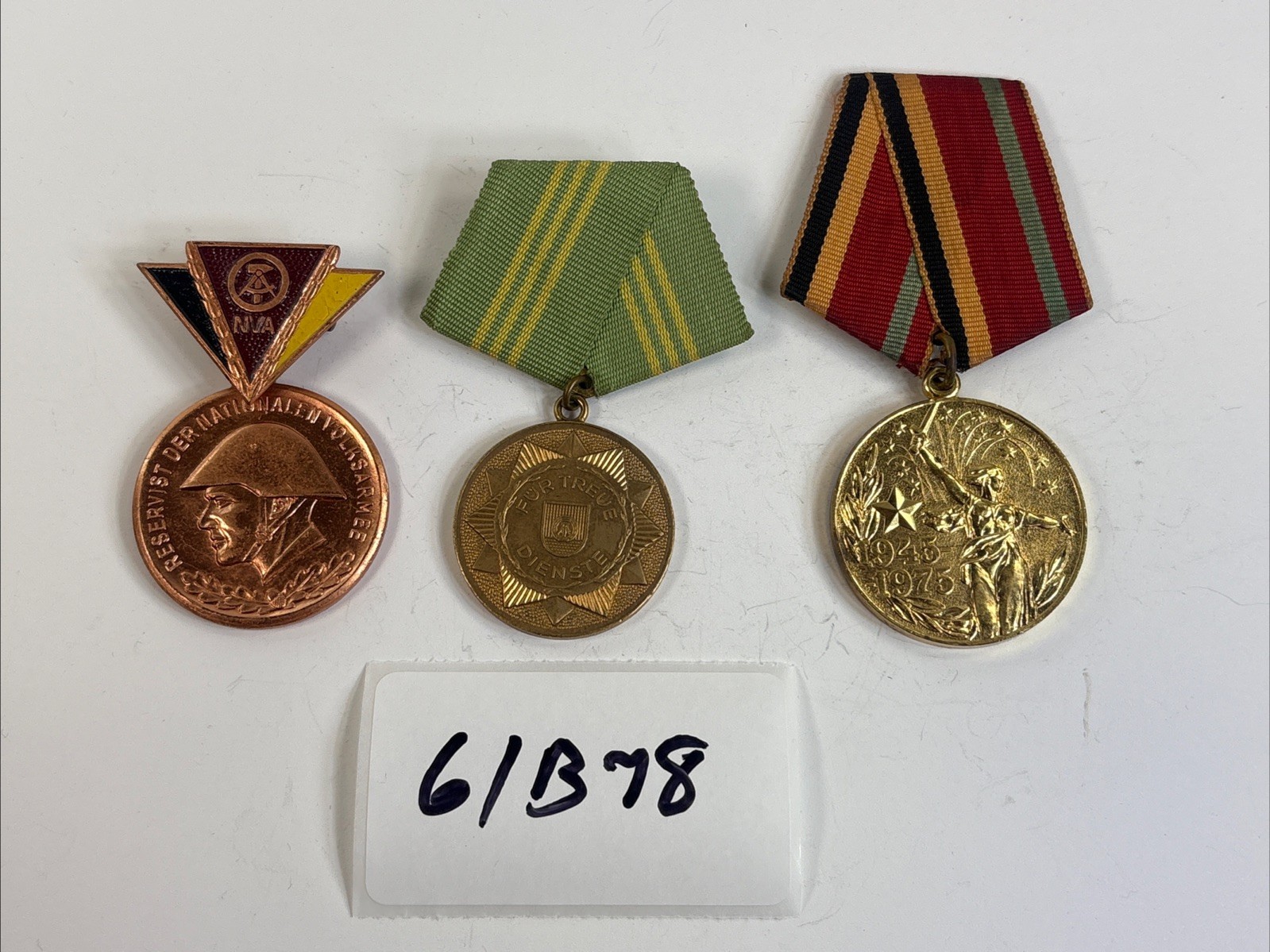 Post-WW2 Medal Ribbon Lot Badge Pinback German Service Russian Victory 61B78 Post-WW2 Medal Ribbon Lot Badge Pinback German Service Russian Victory 61B78