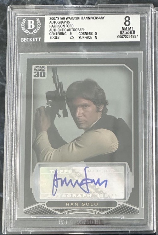 2007 Topps Star Wars 30th Anniversary Harrison Ford as Han Solo autograph BGS 9 2007 Topps Star Wars 30th Anniversary Harrison Ford as Han Solo autograph BGS 9