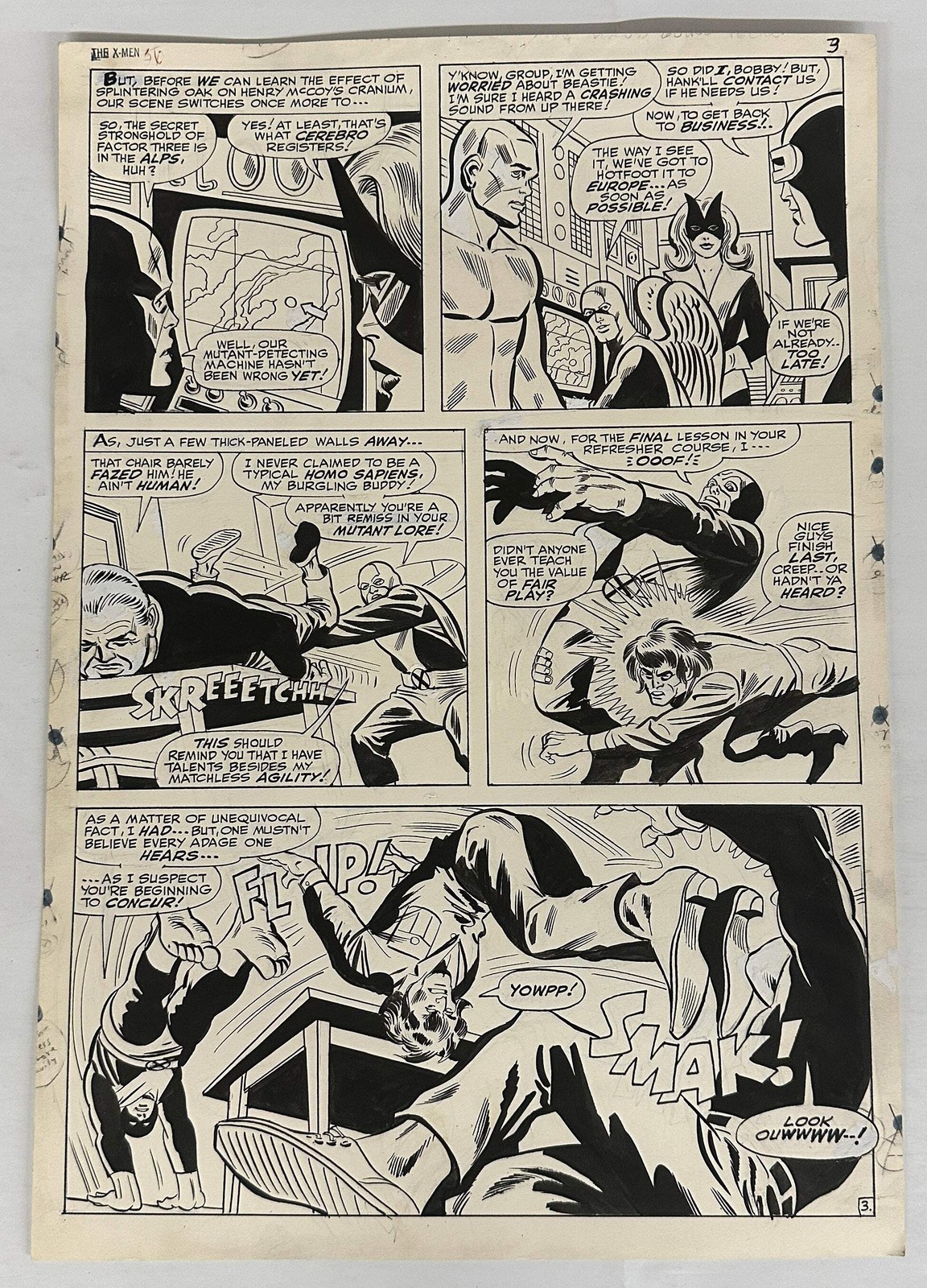 X-MEN #36 PG 3 ORIGINAL COMIC ART ALL 5 ORIGINAL X-MEN MARVEL 1967 ROSS ANDRU X-MEN #36 PG 3 ORIGINAL COMIC ART ALL 5 ORIGINAL X-MEN MARVEL 1967 ROSS ANDRU