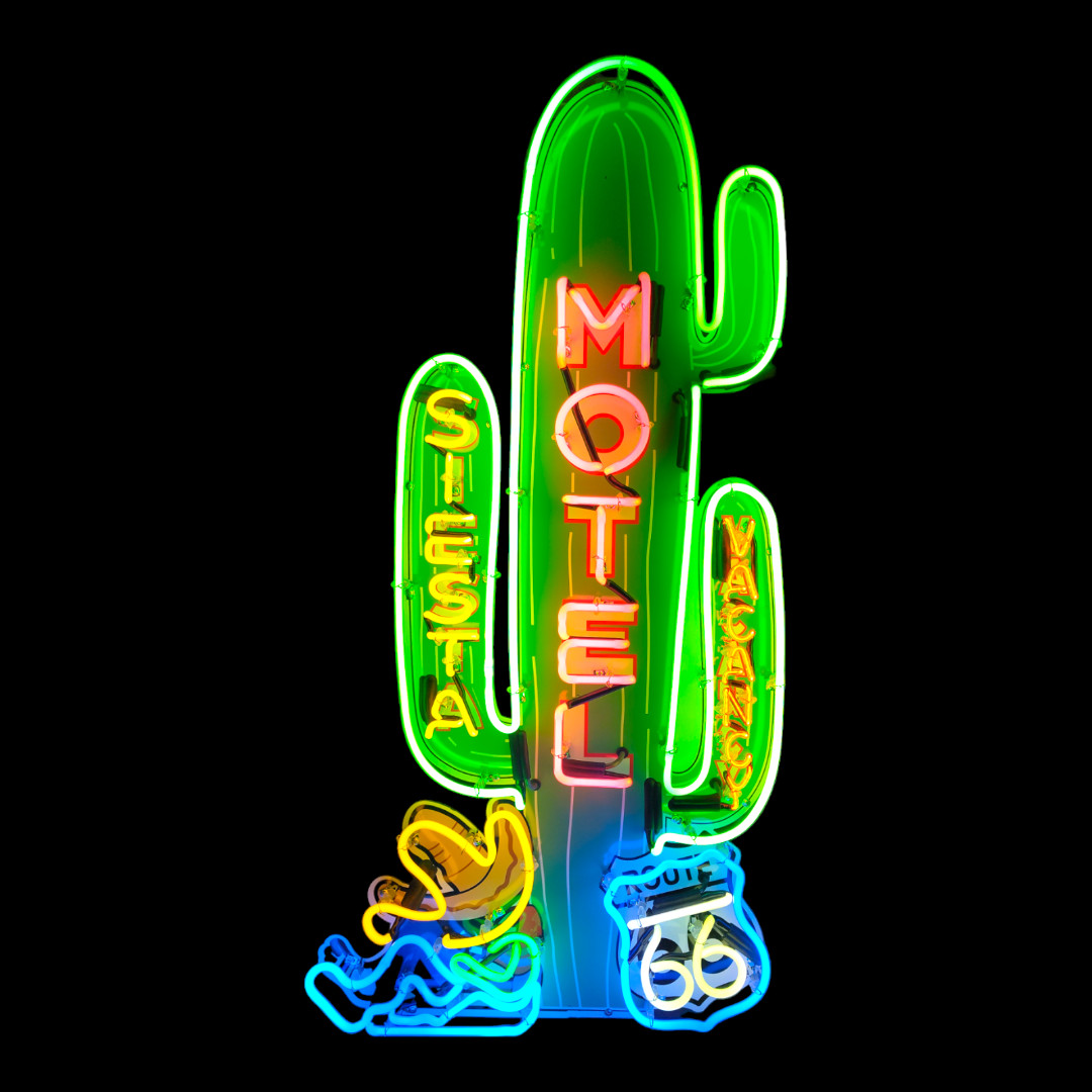 Motel Siesta Neon Sign / Route 66 Vintage Hotel Signs / Desert TexMex Decor Mens