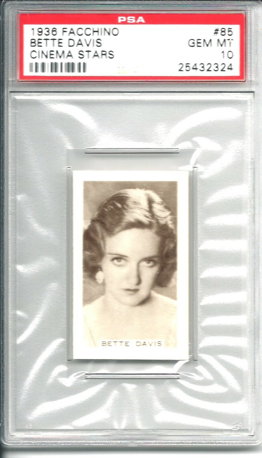 1936 Facchino Cinema Stars #85 BETTE DAVIS PSA 10 GEM MT Pop 1/1 One of a kind