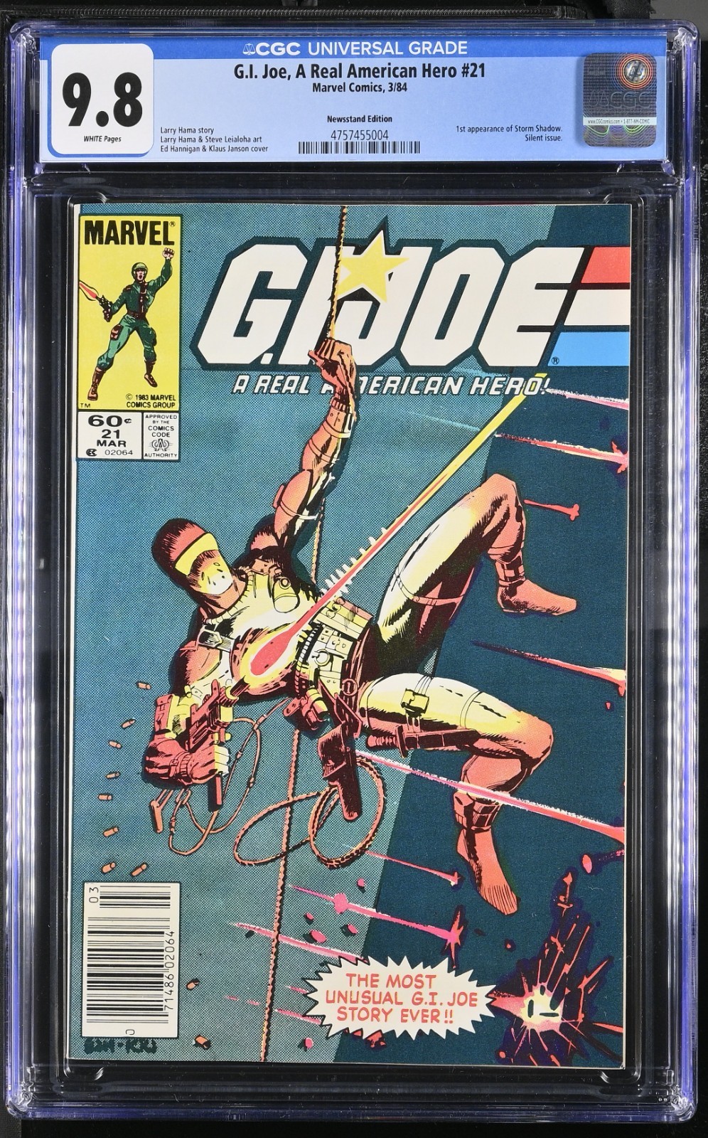 G.I. Joe A Real American Hero #21 CGC 9.8 Newsstand White Pages 1st Storm Shadow