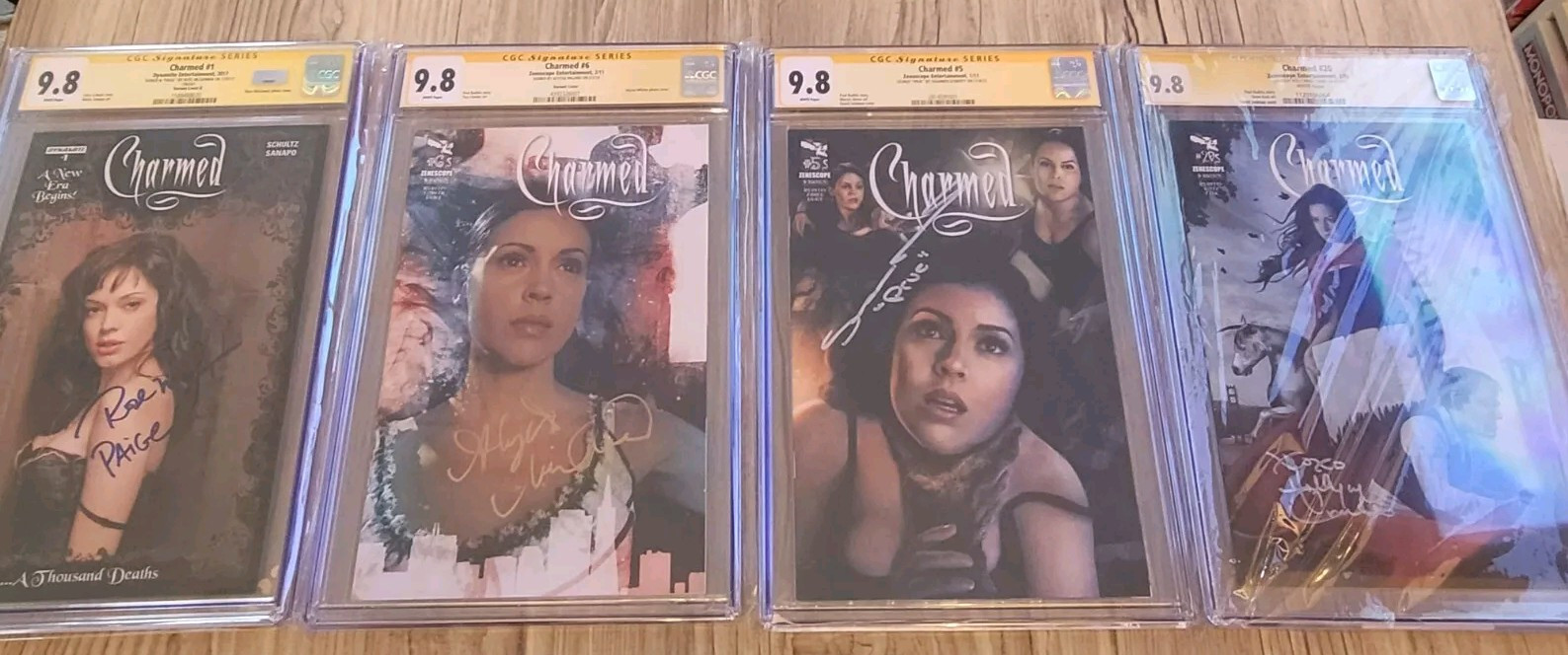 Charmed CGC 9.8 SS Cast Signed Alyssa Milano, Shannen Doherty Rose McGOWAN HOLLY Charmed CGC 9.8 SS Cast Signed Alyssa Milano, Shannen Doherty Rose McGOWAN HOLLY
