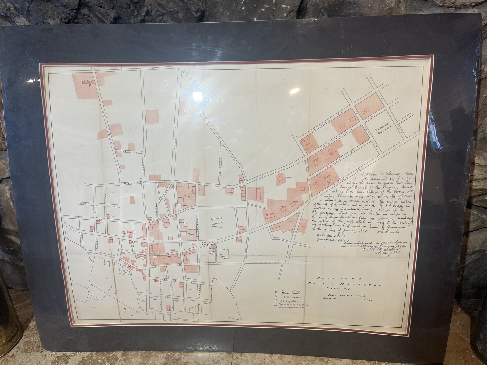 1893 Map of the lower part of the city of Honolulu and the harbor front orginal 1893 Map of the lower part of the city of Honolulu and the harbor front orginal