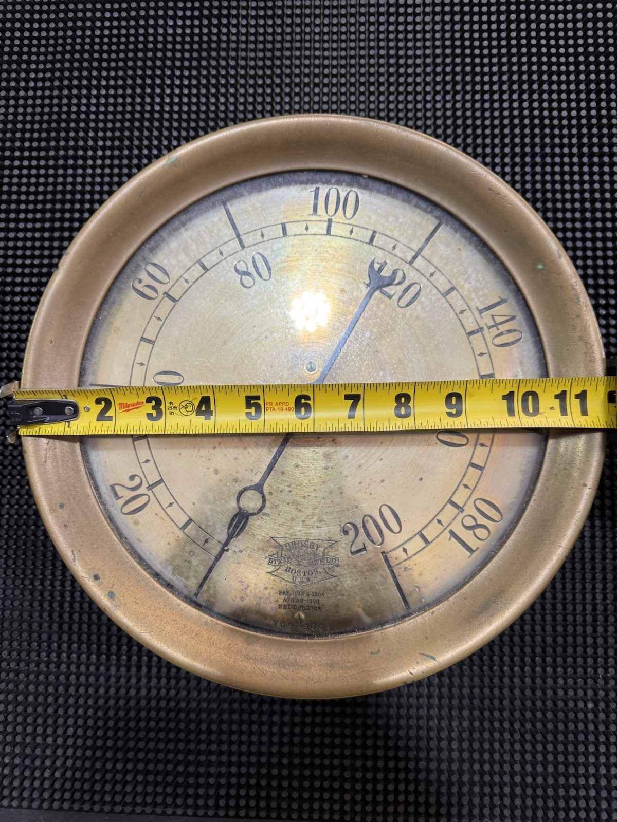 12” 709-438 Antique Crosby Steam Gage & Valve Co. 200 PSI Gauge**FAST SHIPPING**