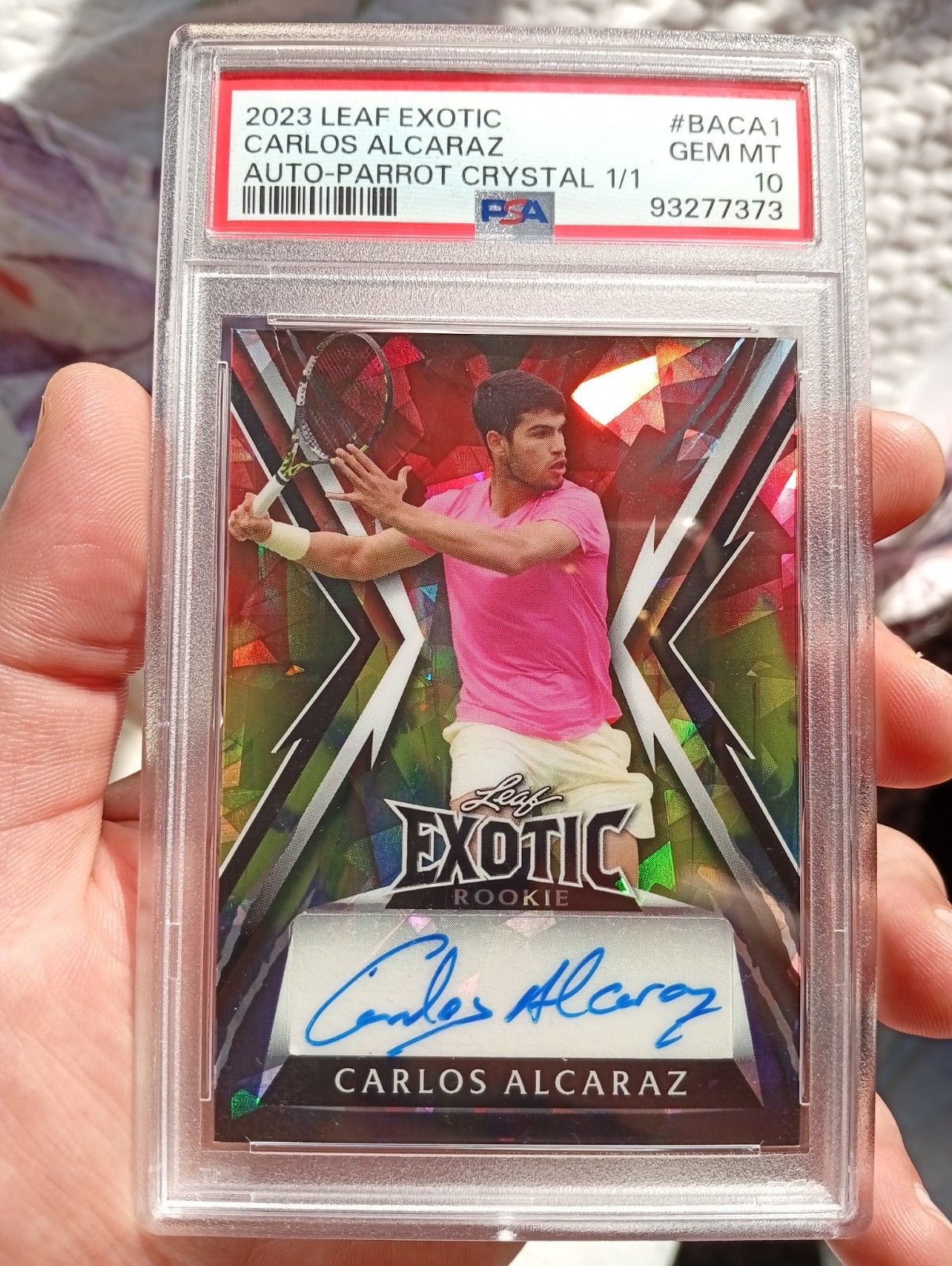 PSA 10 Carlos Alcaraz 1/1 AUTO Real ROOKIE Autograph 2023 Exotic RC Leaf POP1 PSA 10 Carlos Alcaraz 1/1 AUTO Real ROOKIE Autograph 2023 Exotic RC Leaf POP1