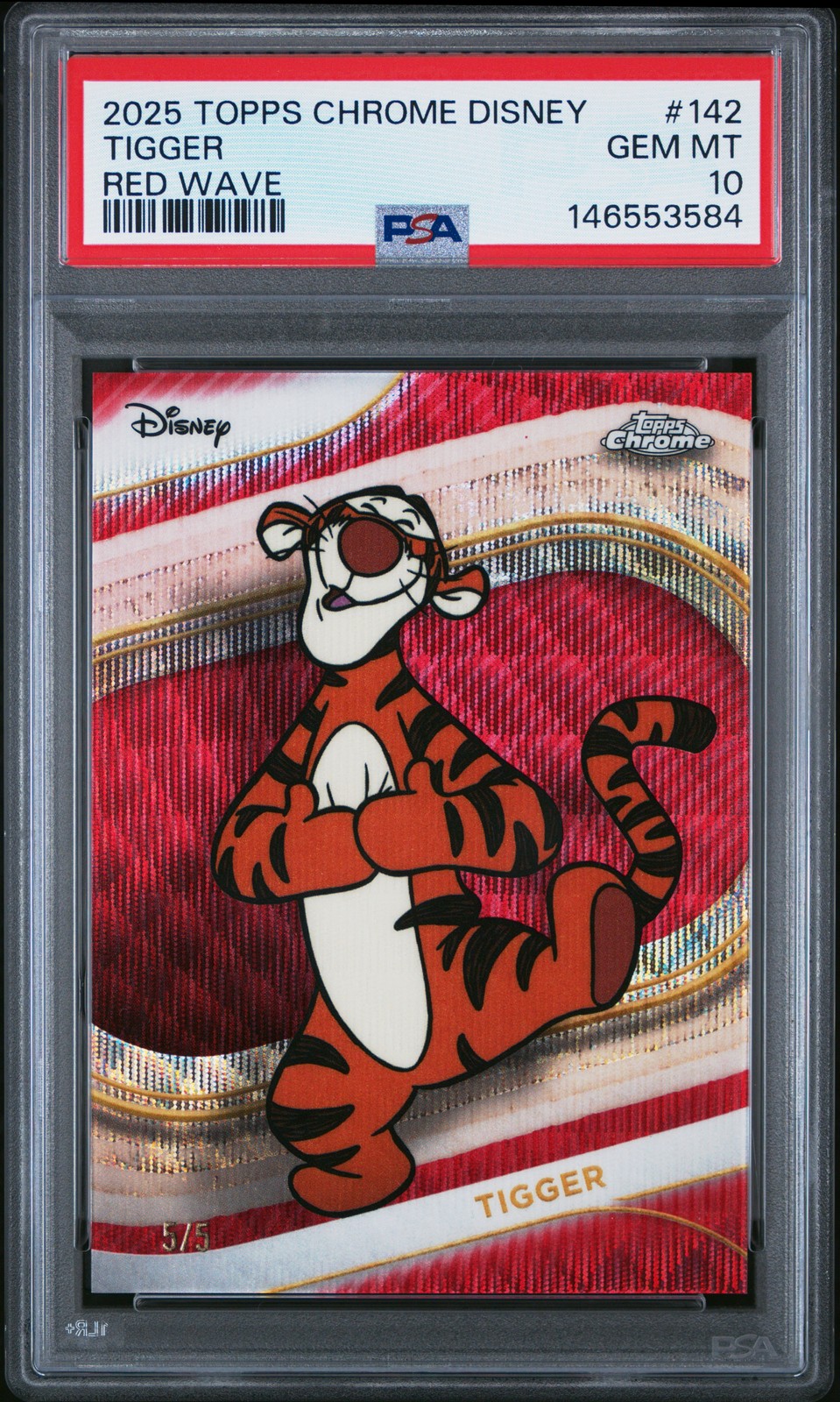 2025 TOPPS CHROME DISNEY RED WAVE #142 TIGGER 5/5 PSA 10 2025 TOPPS CHROME DISNEY RED WAVE #142 TIGGER 5/5 PSA 10