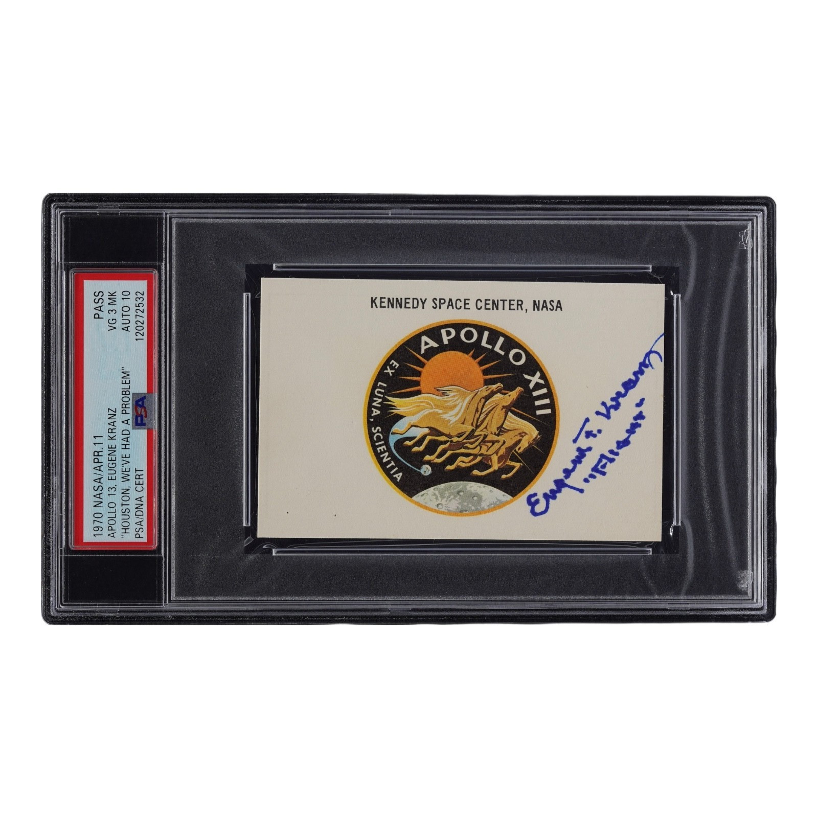 EUGENE KRANZ SIGNED 1970 APOLLO 13 LAUNCH PASS NASA SPACE CENTER PSA POP 1