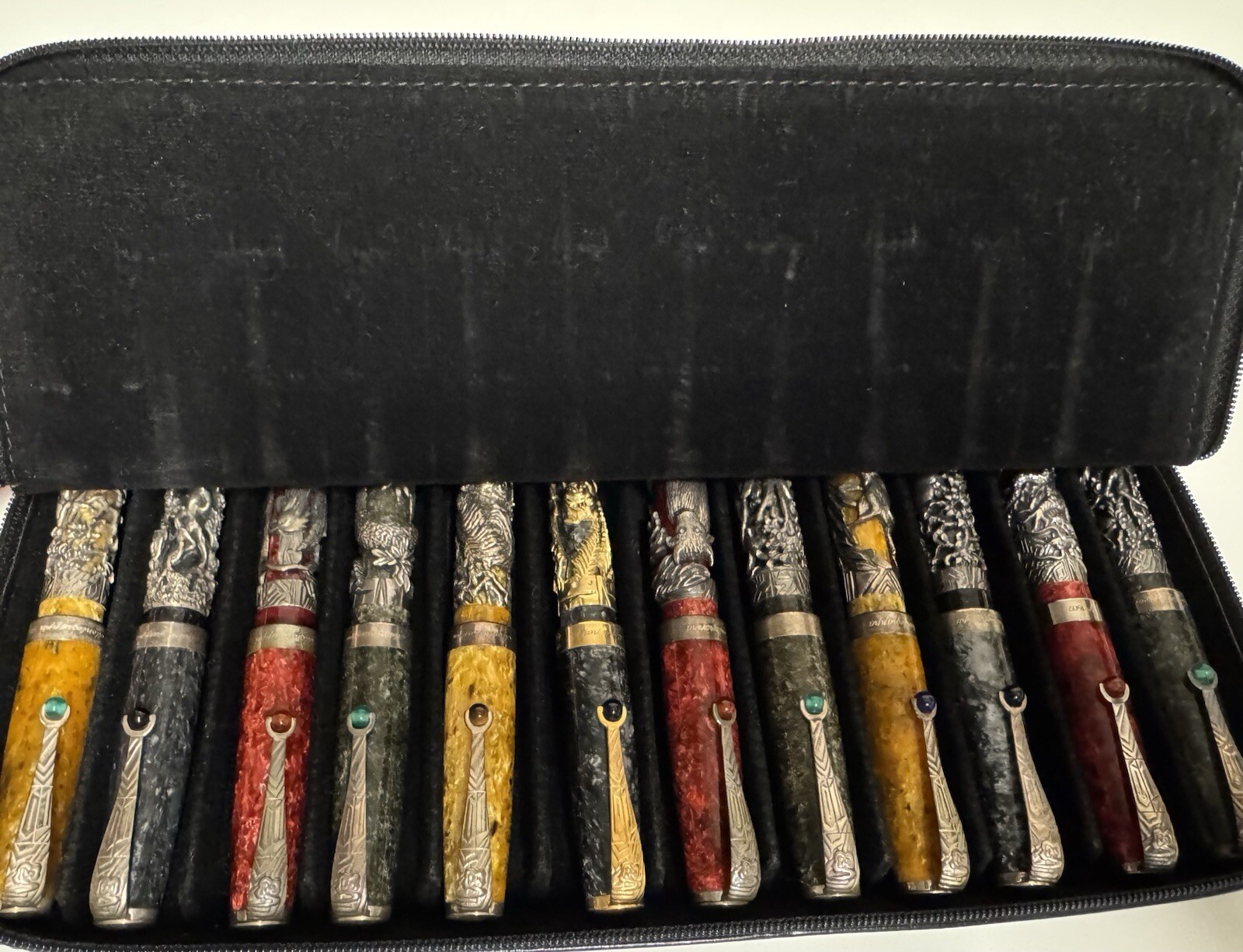 Montegrappa Zodiac 11 Pens Sterling Silver 925 and 1 Pen Solid Gold 750
