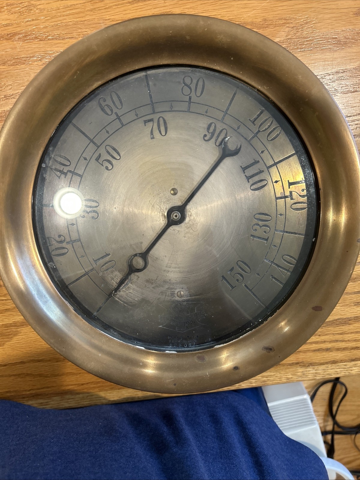 Large 10 3/4” 9.5 lb Brass CROSBY STEAM GAGE & VALVE CO., BOSTON, Pat 1908 As Is Large 10 3/4” 9.5 lb Brass CROSBY STEAM GAGE & VALVE CO., BOSTON, Pat 1908 As Is