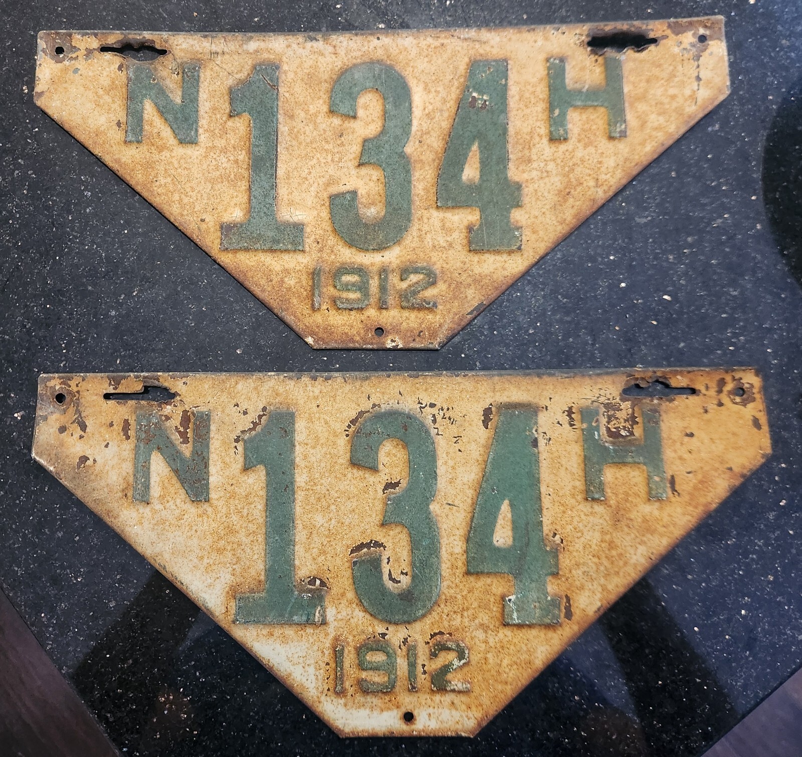 Pair of 1912 New Hampshire NH License Plates Plate Non-Resident Visitor Car Tag