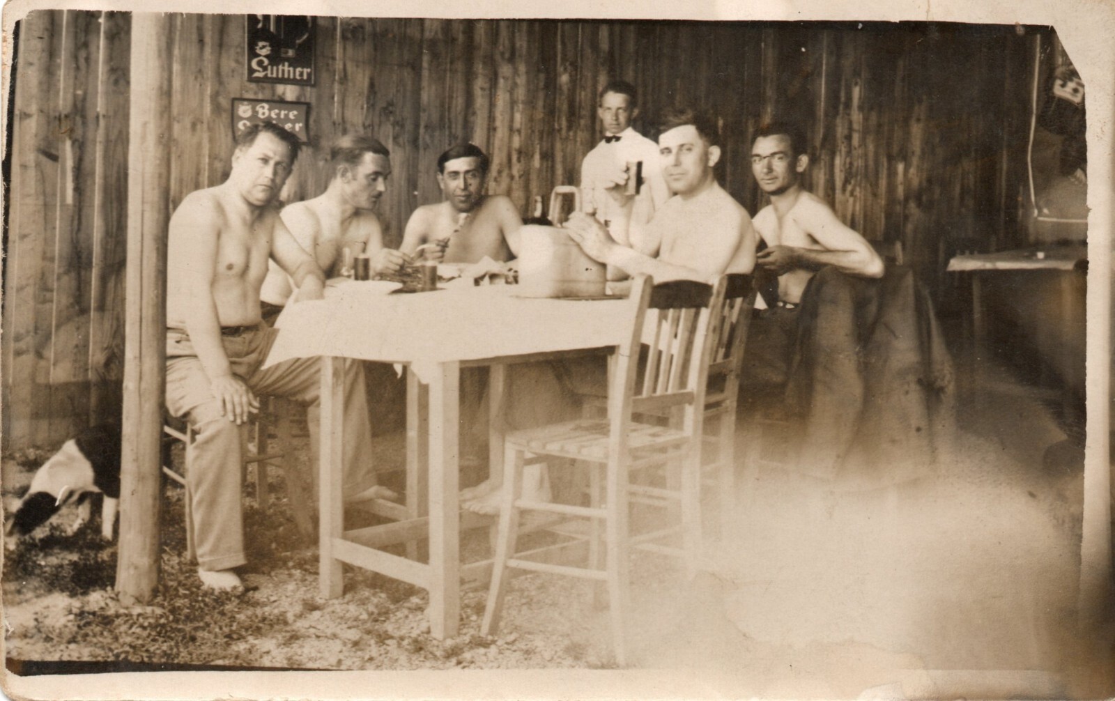 ROMANIA MOTOR CYCLISTS AT THE RESTAURANT ADVERTISING LUTHER BEER PHOTO WAITER