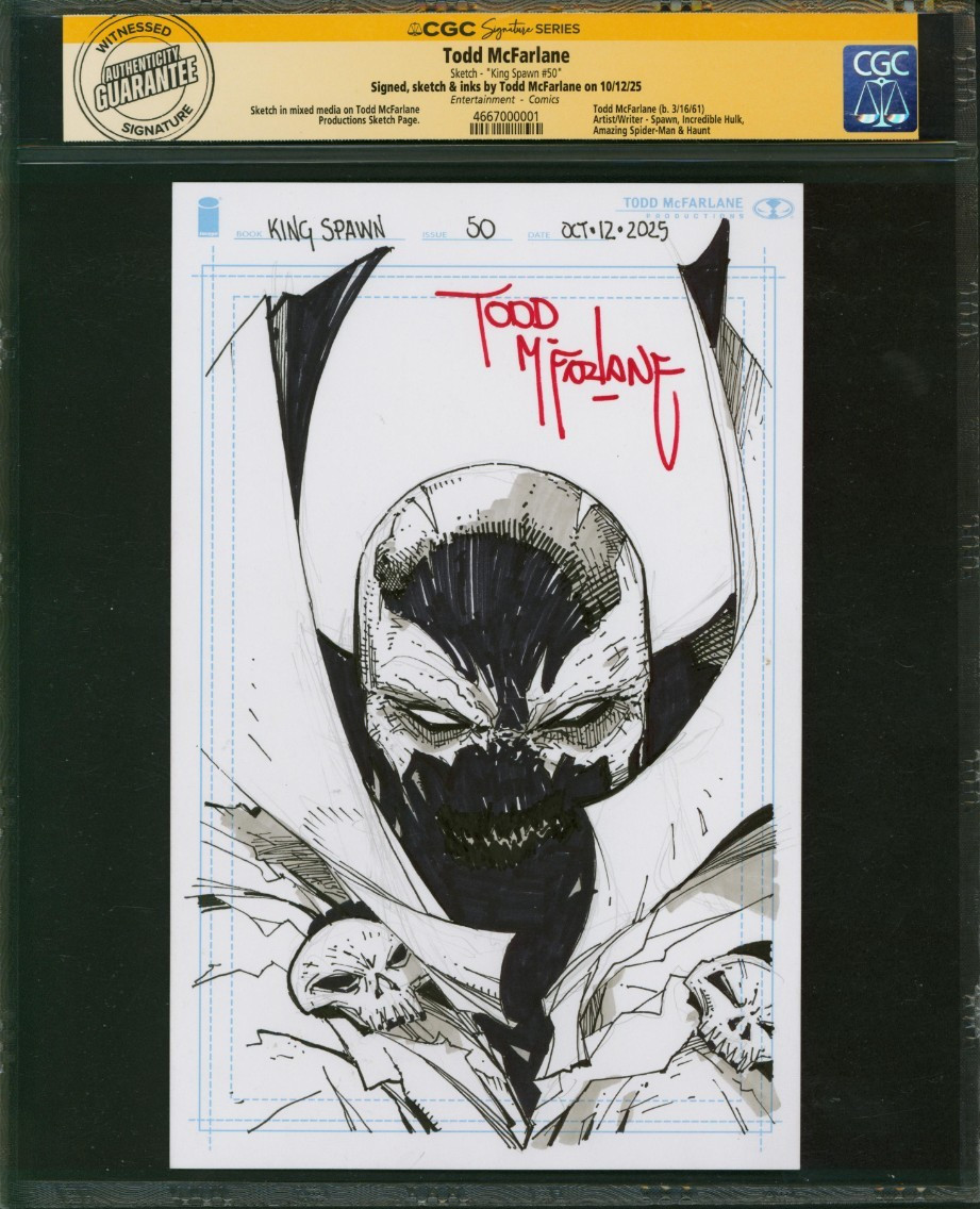 Todd McFarlane King Spawn #50 Sketch 1:1000 CGC Authentic Signature