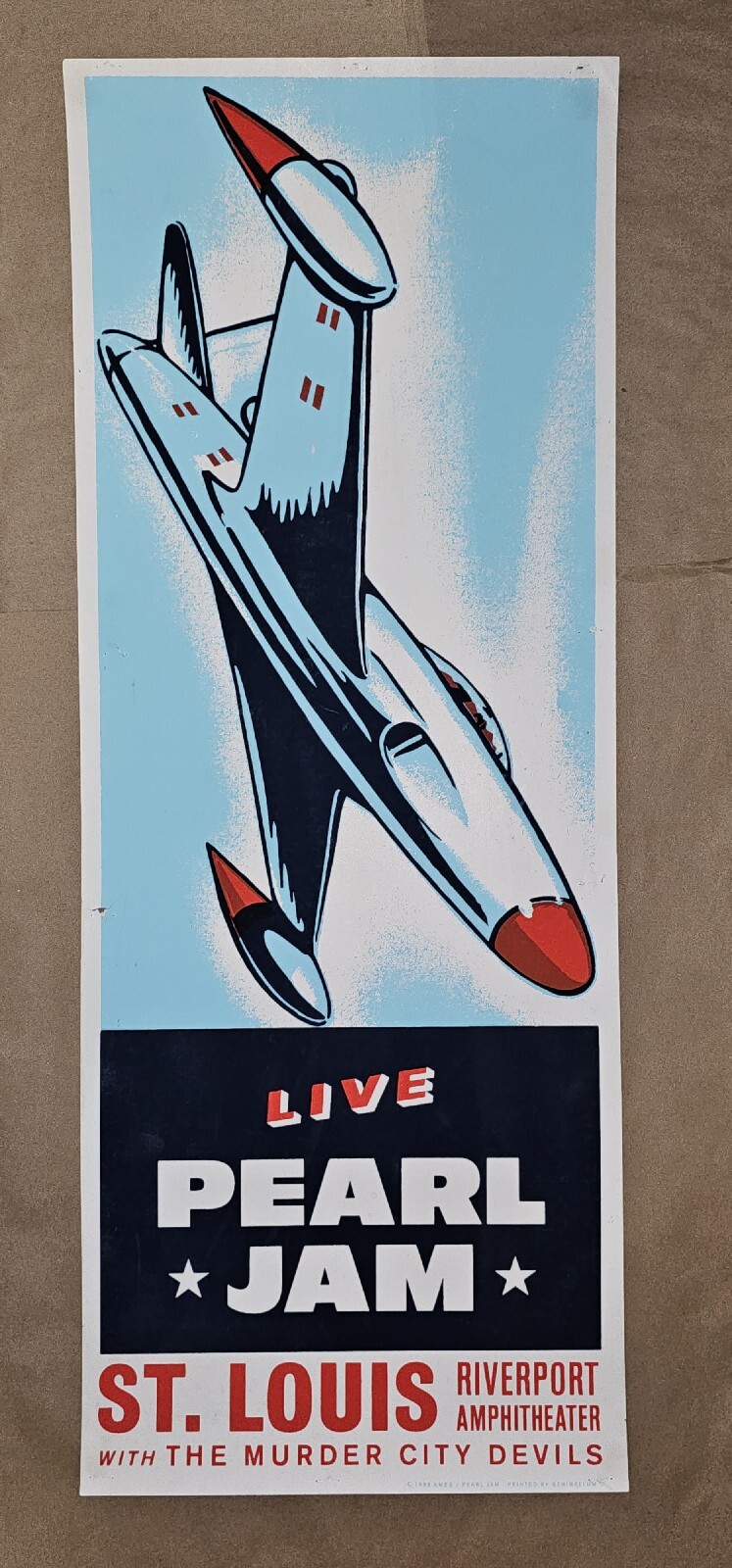 1998 Pearl Jam St Louis MO Ames Bros Concert Poster Screen Print Riverport Amphi