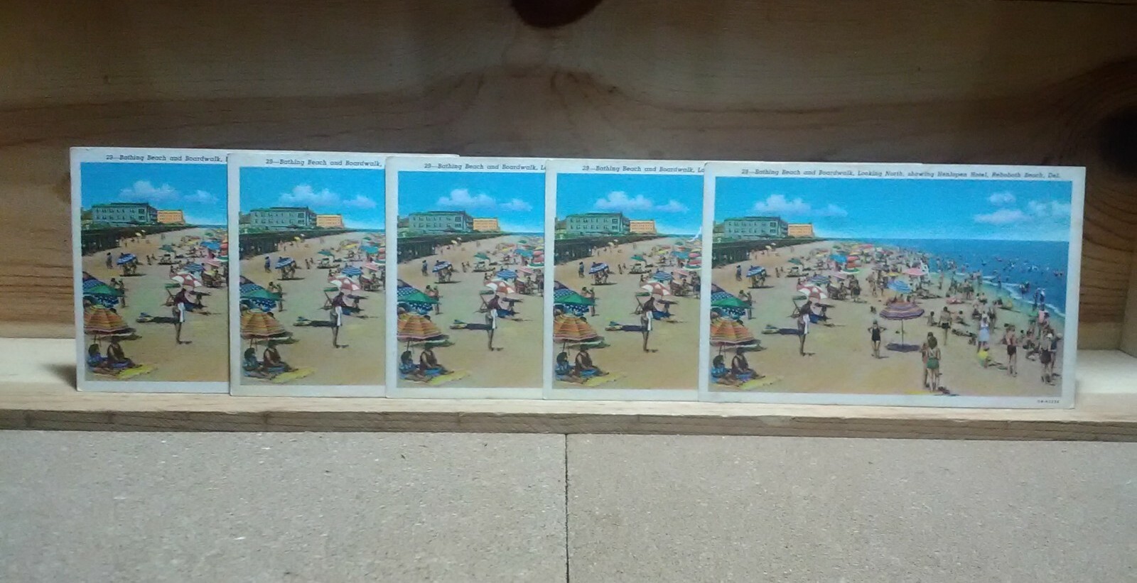 5 Vintage Postcards Bathing Beach Boardwalk North Henlopen Hotel Rehoboth DE 