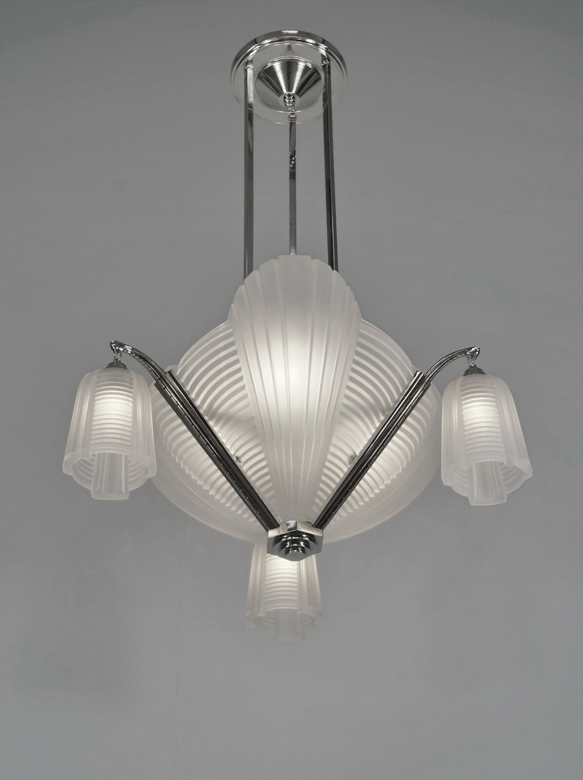 H. PETITOT : FRENCH 1930 ART DECO CHANDELIER  cleopatra ....... Muller freres