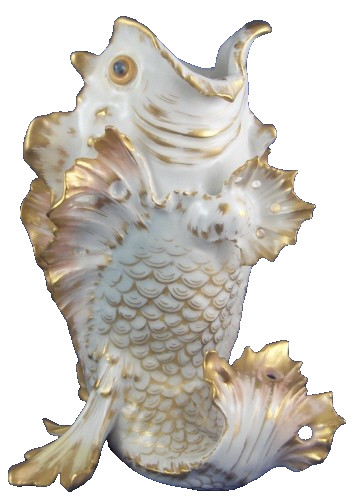 Antique 20thC Art Nouveau KPM Berlin Porcelain Weichmalerei Fish Vase German Antique 20thC Art Nouveau KPM Berlin Porcelain Weichmalerei Fish Vase German