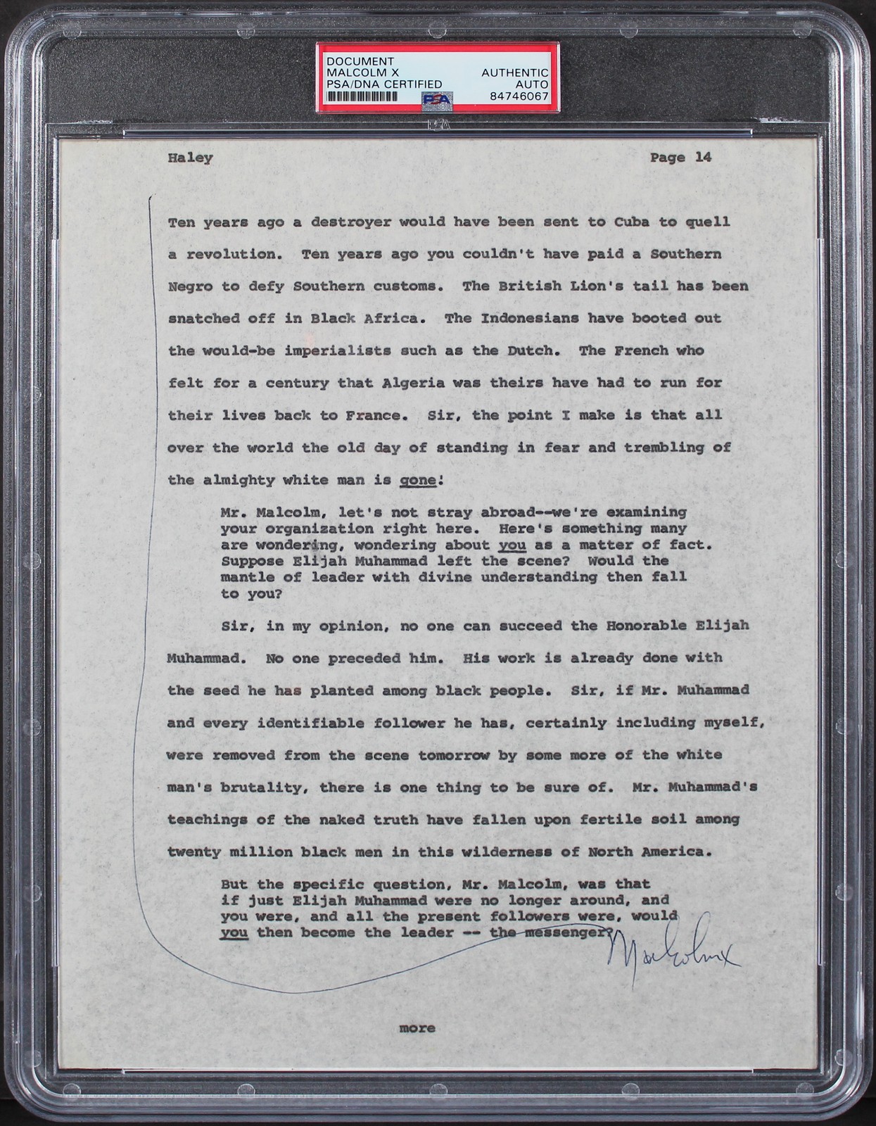 Malcolm X Authentic Signed 8.5x11 Document PSA/DNA Slabbed Malcolm X Authentic Signed 8.5x11 Document PSA/DNA Slabbed