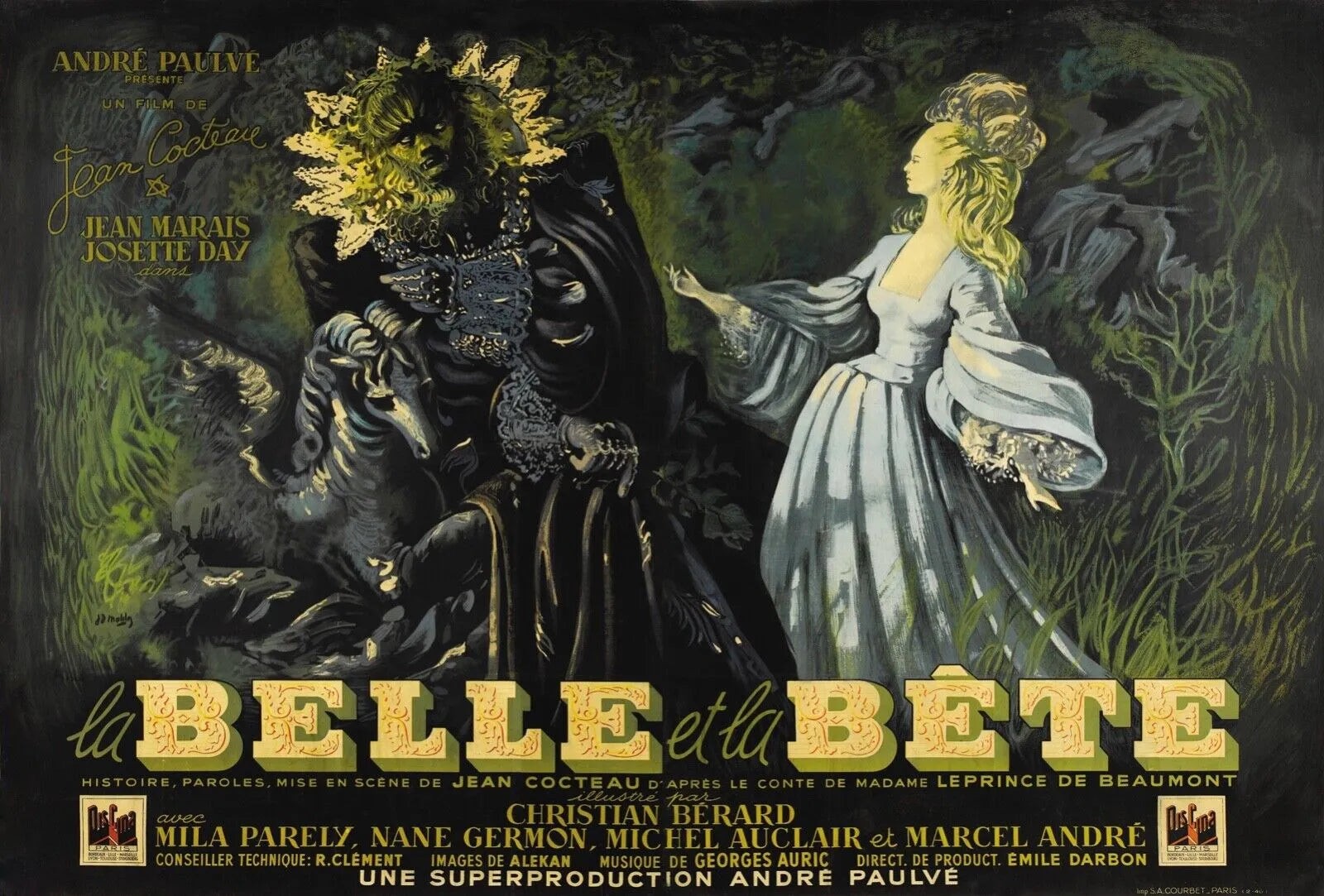 LA BELLE ET LA BETTE, JEAN MARAIS, 1946, VINTAGE POSTER MOVIE POSTER HQ