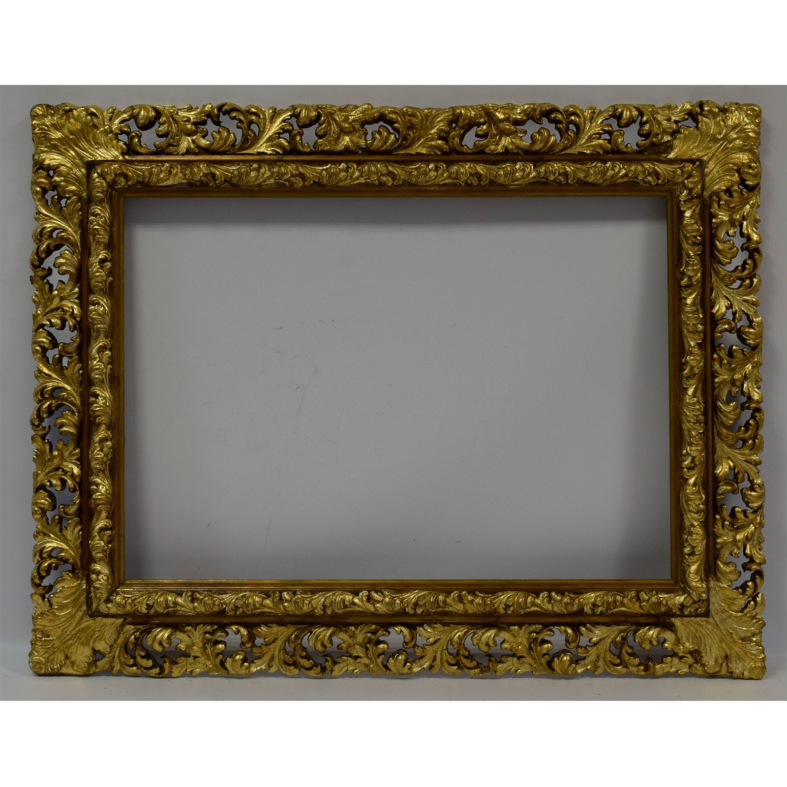 Ca 1850-1900 Old wooden frame Original condition with metal leaf 28.0 x 20.1 in
