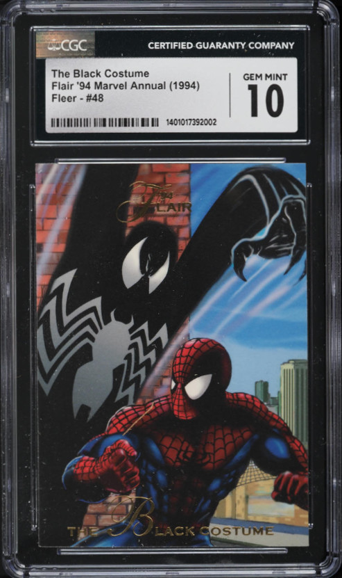 1994 Flair Marvel Annual THE BLACK COSTUME “SPIDER-MAN” #48 CGC 10 GM (POP 6) 1994 Flair Marvel Annual THE BLACK COSTUME “SPIDER-MAN” #48 CGC 10 GM (POP 6)