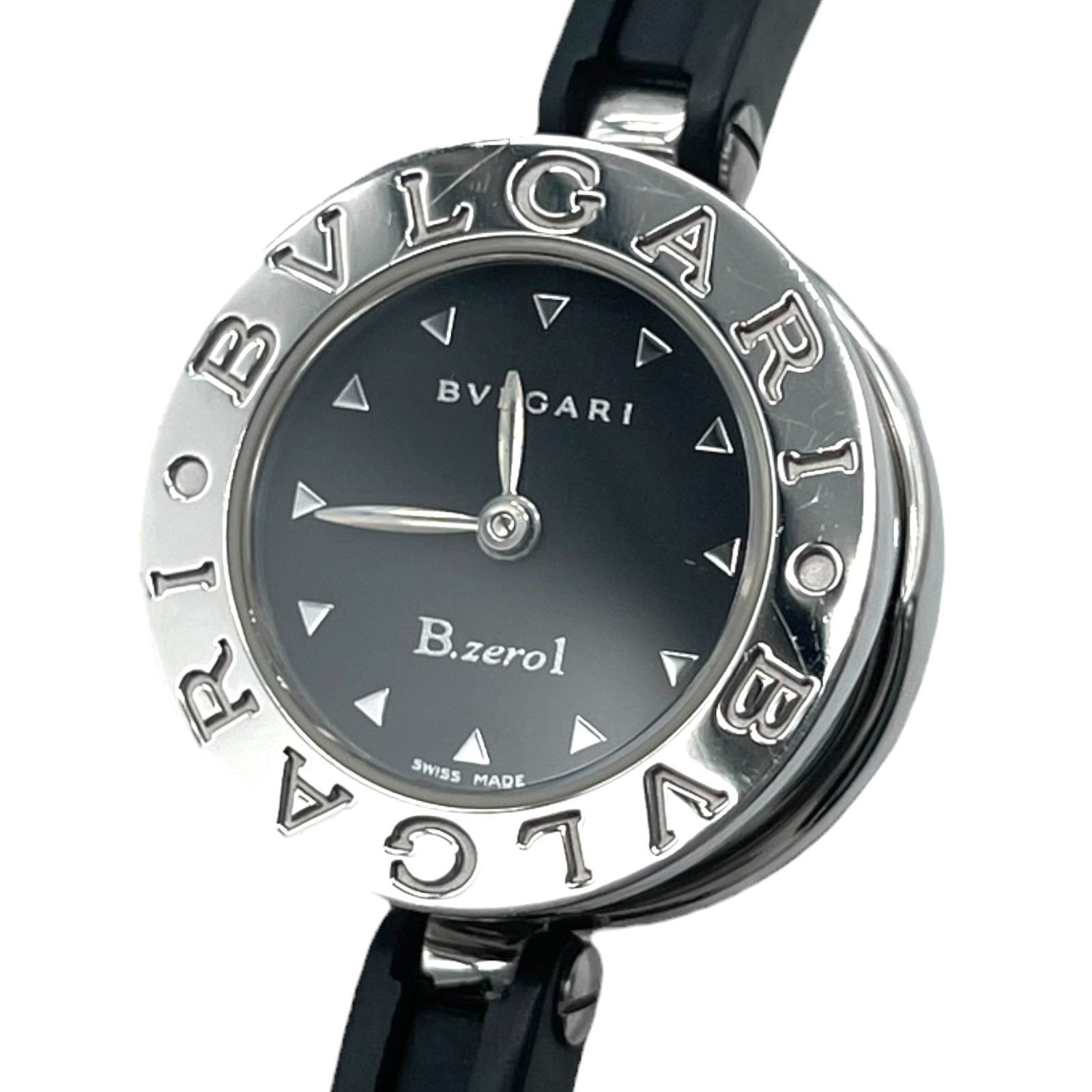 Bulgari B.zero1 Ladies Quartz Watch 22mm Rubber Strap Black Dial Authentic
