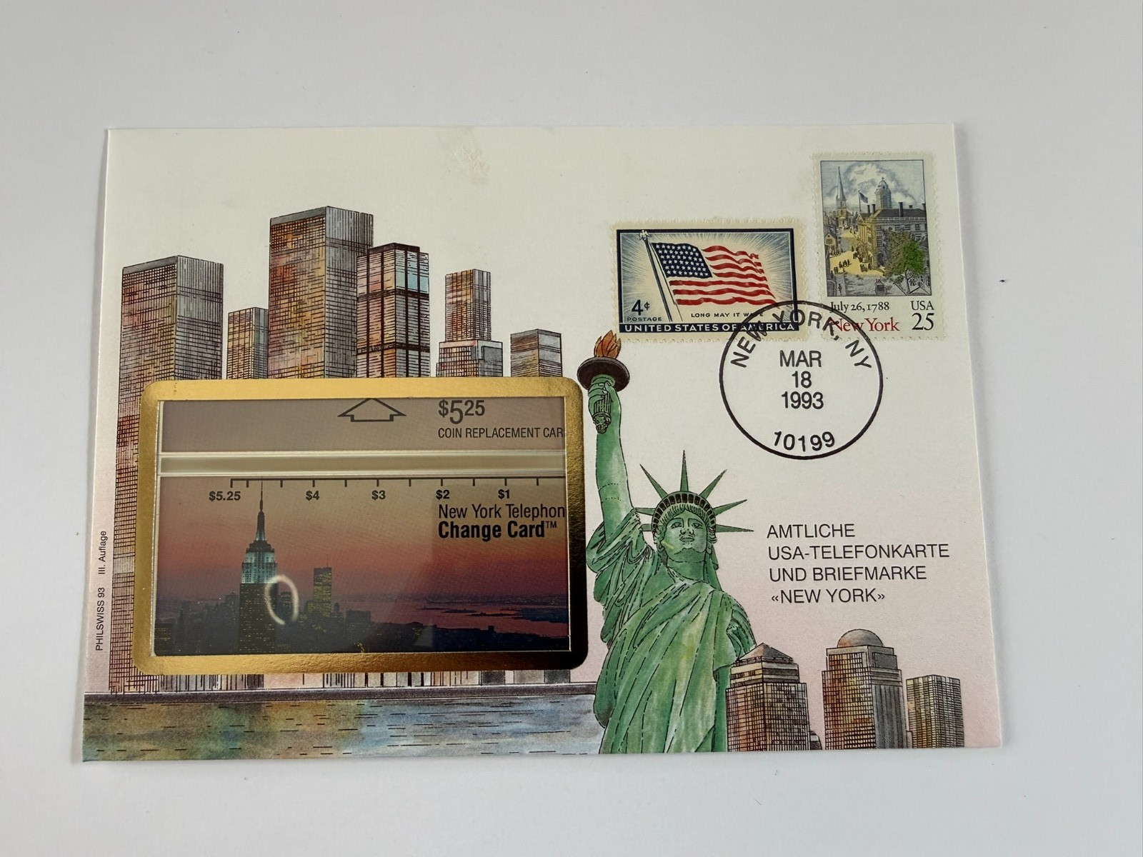 New York Telephone Change Card + collectors stamps