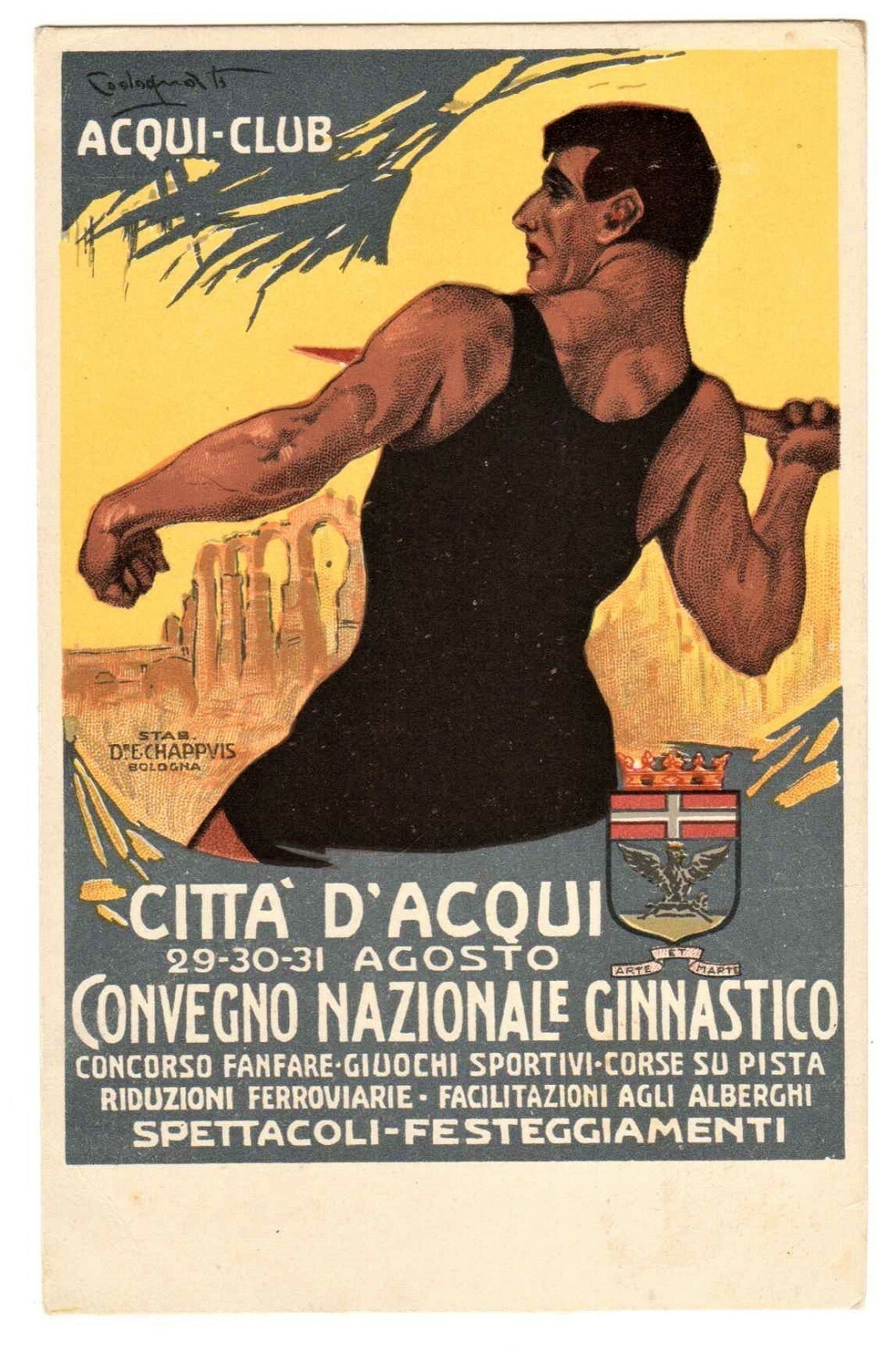 POSTCARD ITALIAN 1913 ACQUI SPORTS GYMNASTICS MEET SIGNED CODOGNATO (0219) POSTCARD ITALIAN 1913 ACQUI SPORTS GYMNASTICS MEET SIGNED CODOGNATO (0219)