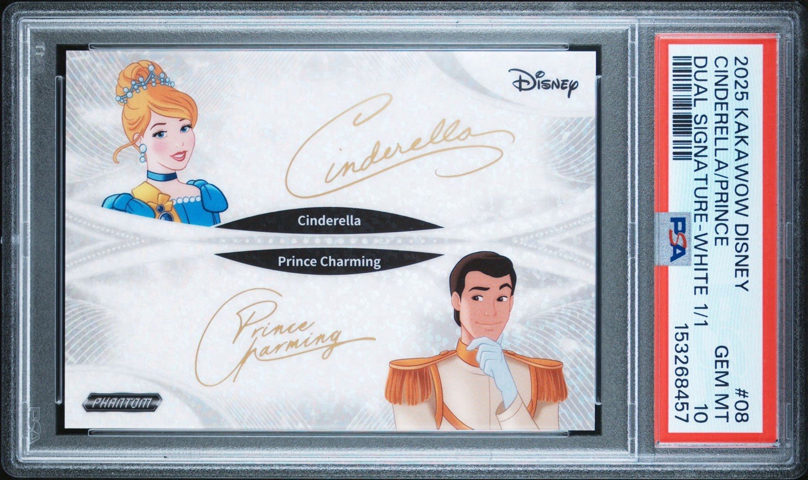 2025 Disney Kakawow Cinderella Prince Charming Dual Gold Auto White 1/1 PSA 10