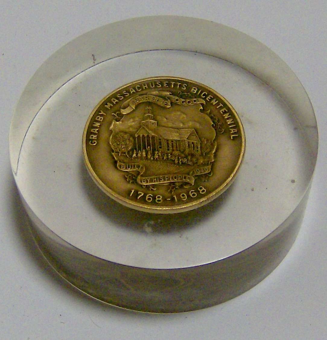 vintage GRANBY Massachusetts 1968 BICENTENNIAL medal ALDRICH MILL WATER WHEEL