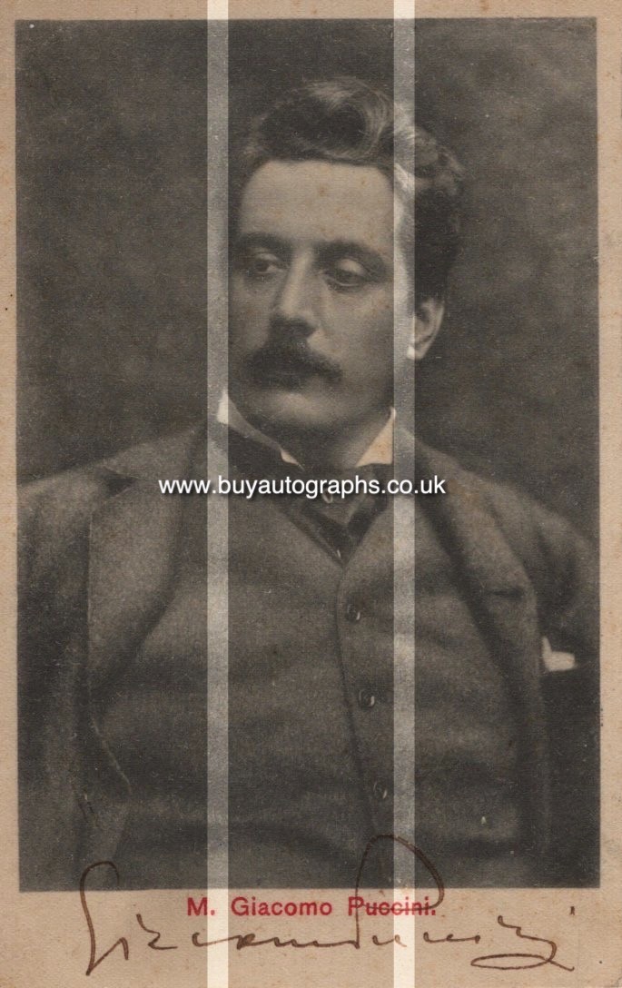 Legendary Italian composer Giacomo Puccini signed vintage postcard photo - RARE Legendary Italian composer Giacomo Puccini signed vintage postcard photo - RARE