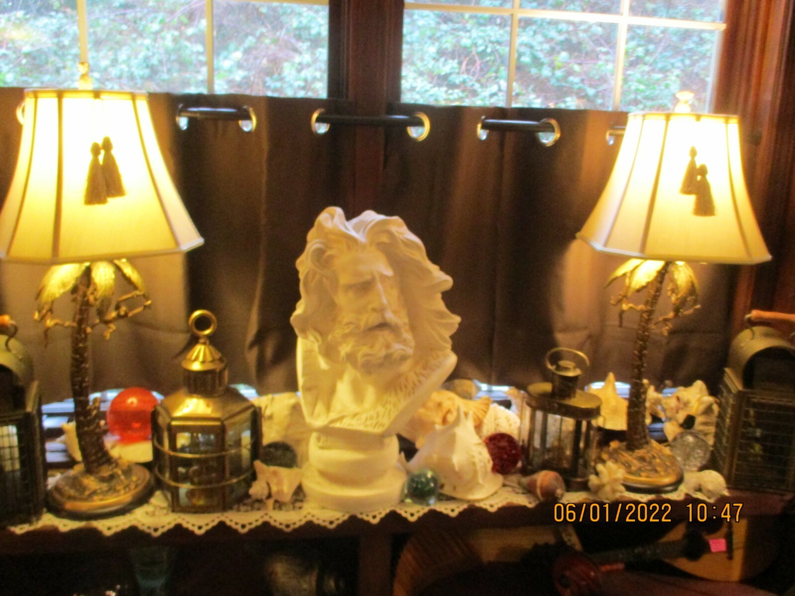 Pair (2) Fredrick Cooper MCM Monkeys in Palm Trees Brass Lamps