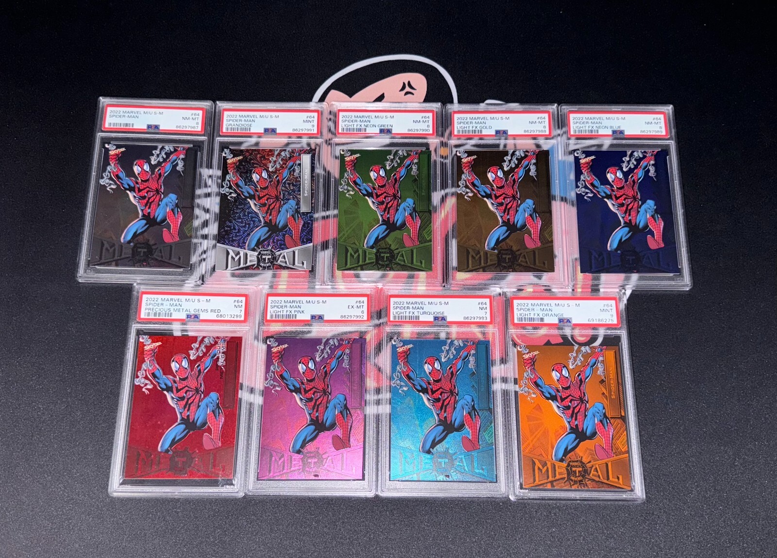 21 Marvel M/U S-M 9lot Spider Man Metal Gems/Base Parallels All have PSA ratings 21 Marvel M/U S-M 9lot Spider Man Metal Gems/Base Parallels All have PSA ratings