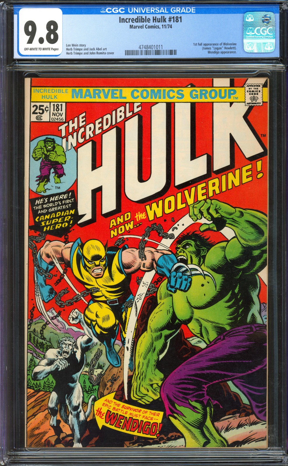 Incredible Hulk #181 CGC 9.8 | Marvel 1974 | 1st Full Wolverine | Incredible Hulk #181 CGC 9.8 | Marvel 1974 | 1st Full Wolverine |