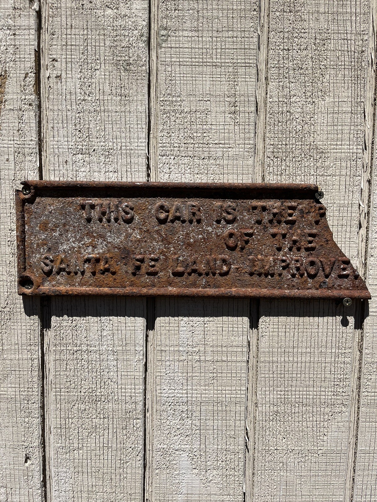 Early Vintage Santa Fe Railroad Identification Tag For Train Car Cast Iron Rare Early Vintage Santa Fe Railroad Identification Tag For Train Car Cast Iron Rare