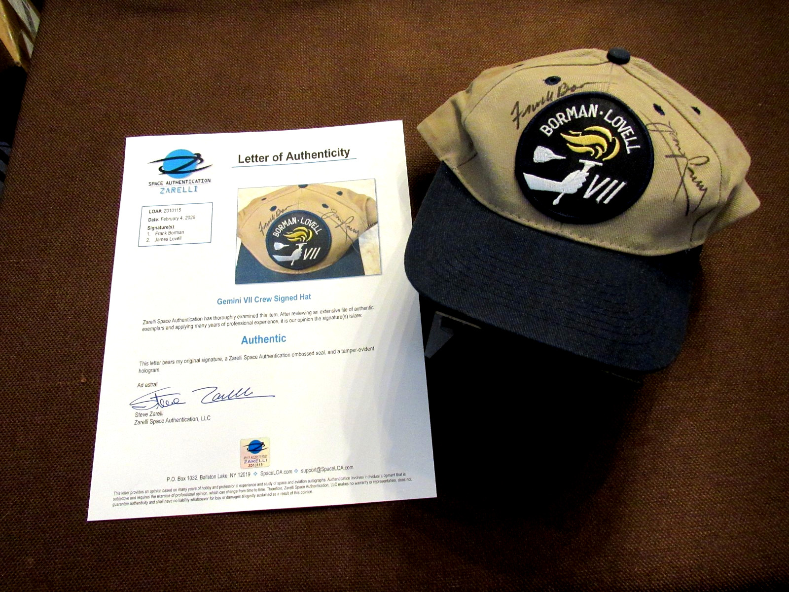 JIM LOVELL FRANK BORMAN GEMINI VII APOLLO SIGNED AUTO GEMINI VII CAP ZARELLI LOA JIM LOVELL FRANK BORMAN GEMINI VII APOLLO SIGNED AUTO GEMINI VII CAP ZARELLI LOA