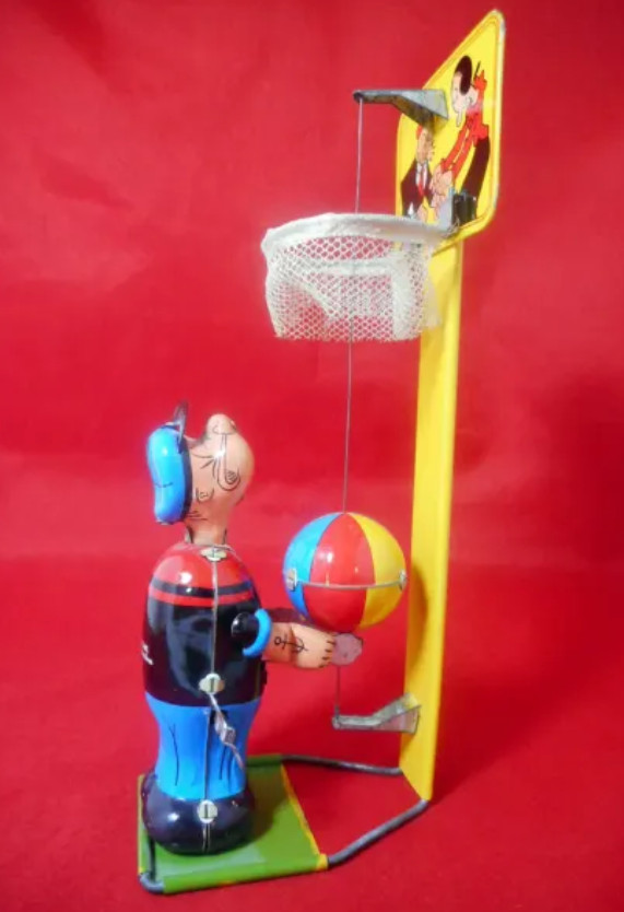 1950's Vintage Linemar Popeye the Basketball Player Wind-Up Toy