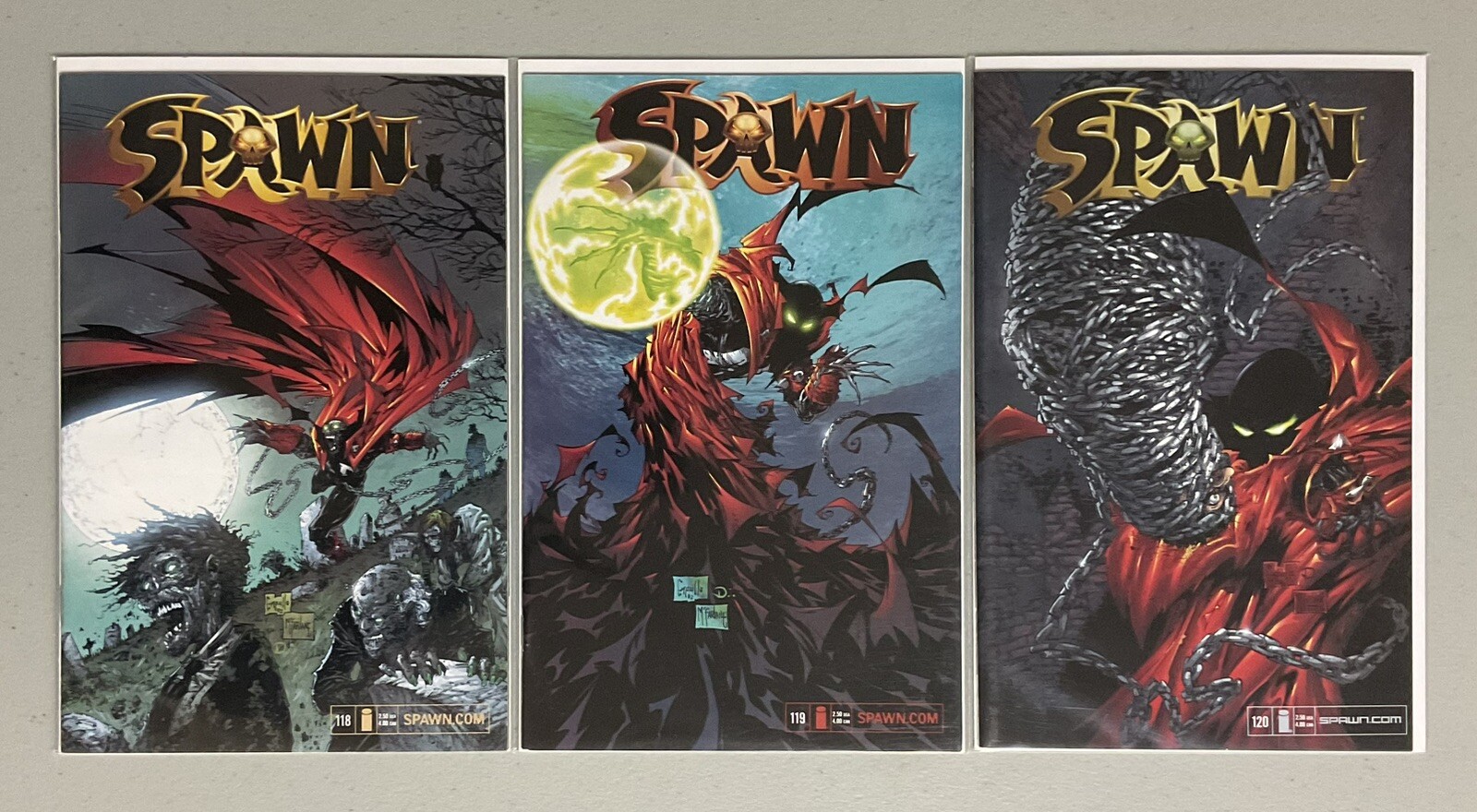🔥McFarlane Key Comics🔥Spawn #118 119 120 (2002)🔥NM+(9.0-9.4)🔥1st Gunslinger 🔥McFarlane Key Comics🔥Spawn #118 119 120 (2002)🔥NM+(9.0-9.4)🔥1st Gunslinger