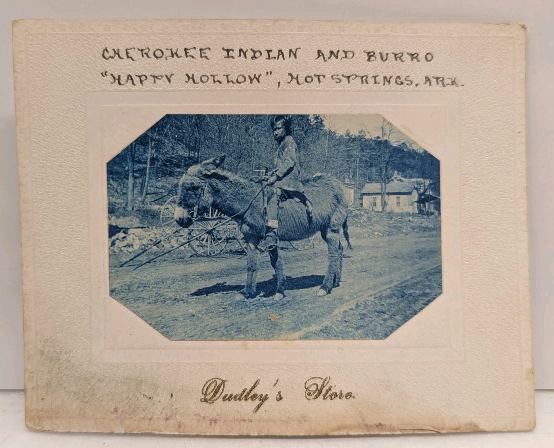 Historical 1890s Hot Springs AR CC Photo Happy Hallow Cherokee Indian & Burro Historical 1890s Hot Springs AR CC Photo Happy Hallow Cherokee Indian & Burro