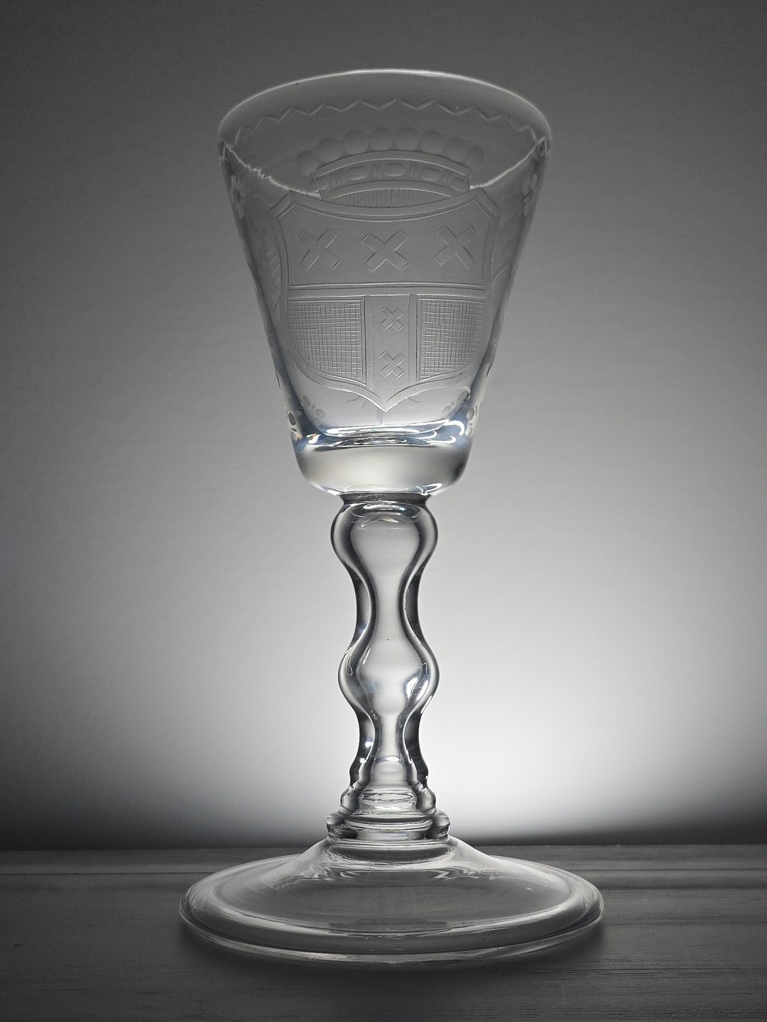 Antique Georgian Royalty Nobility Crystal Glass Wine Goblet UK Arms Cipher Crown Antique Georgian Royalty Nobility Crystal Glass Wine Goblet UK Arms Cipher Crown