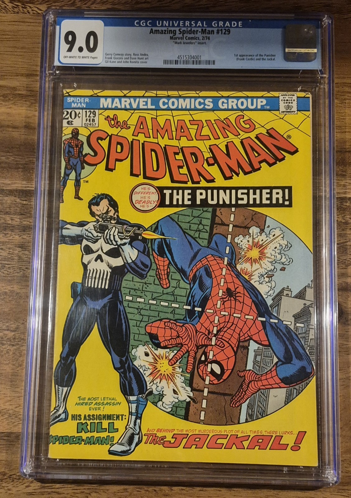 AMAZING SPIDER-MAN #129 1ST PUNISHER MARK JEWELERS CGC 9.0 VERY RARE AMAZING SPIDER-MAN #129 1ST PUNISHER MARK JEWELERS CGC 9.0 VERY RARE